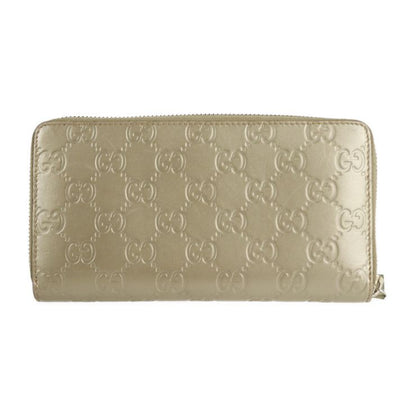 Gucci Long Wallet 388680 Leather Chien Pan Gold Guccissima Ribbon Round Zipper