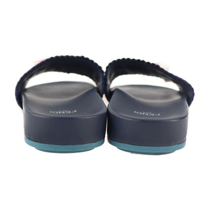 Unused Exhibit Fendi Slide Sandals #37 Canvas Leather Rubber Navy Red White