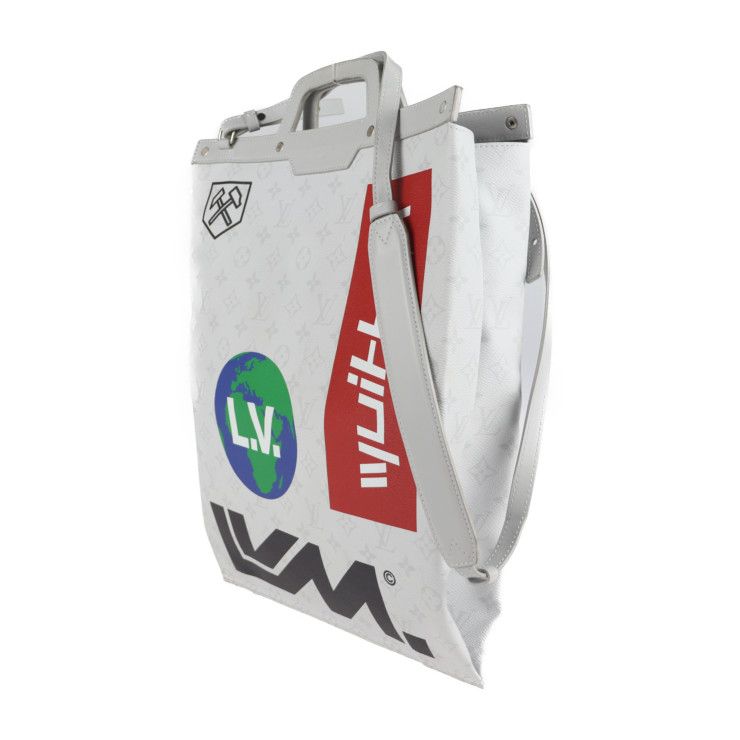 Louis Vuitton Flat Vertical Tote Bag M44627 PVC Leather Bronze White Multicolor