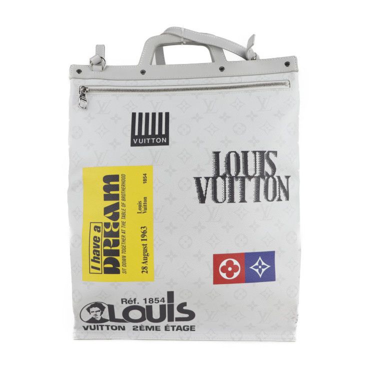 Louis Vuitton Flat Vertical Tote Bag M44627 PVC Leather Bronze White Multicolor
