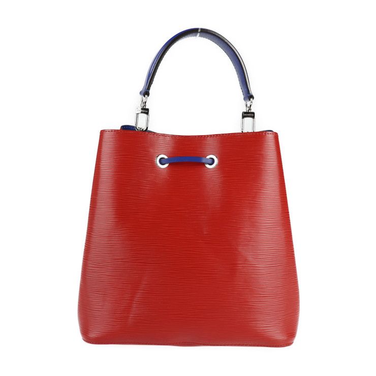 Louis Vuitton Neonoe Handbag M54365 Leather Coquelicot Redish Blue Silver