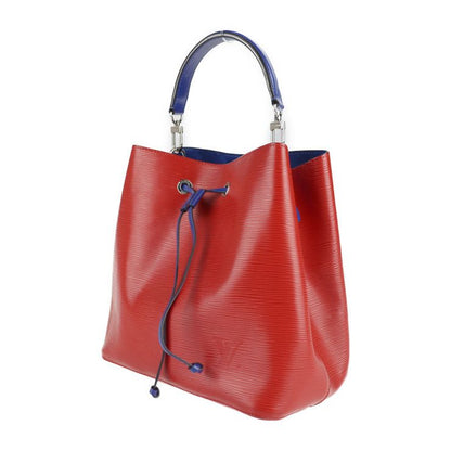 Louis Vuitton Neonoe Handbag M54365 Leather Coquelicot Redish Blue Silver