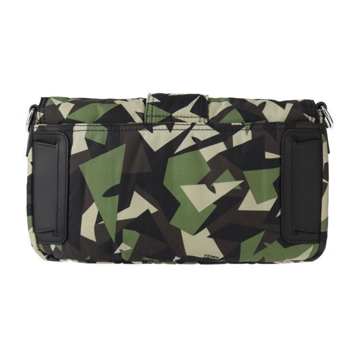 Fendi Mamma Bucket Camouflage Shoulder Bag 7va472 Nylon Leather Green Beige