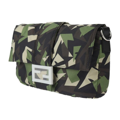 Fendi Mamma Bucket Camouflage Shoulder Bag 7va472 Nylon Leather Green Beige