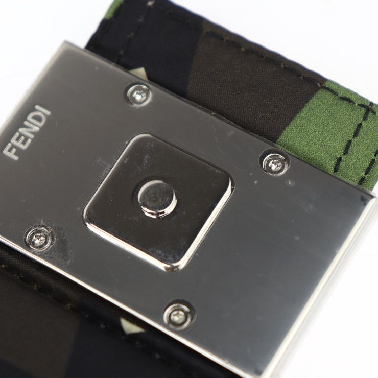 Fendi Mamma Bucket Camouflage Shoulder Bag 7va472 Nylon Leather Green Beige