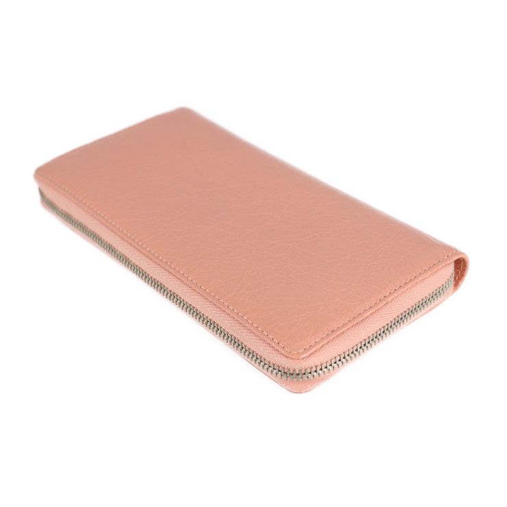 Balenciaga Long Wallet 419805 Leather Pink Beige Silver Hardware Exclusive