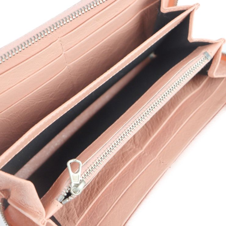 Balenciaga Long Wallet 419805 Leather Pink Beige Silver Hardware Exclusive