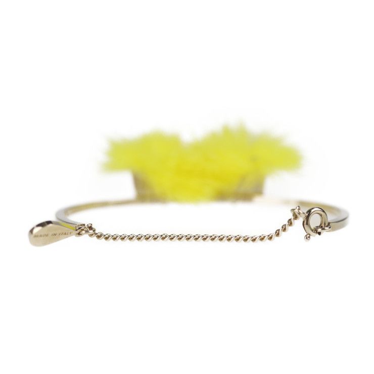 Fendi Bracelet - Metal Fur Gold Yellow Monster Eye Bangle