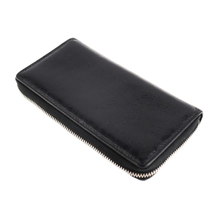 Gucci Long Wallet 575988 Leather Black Gold Hardware Silver Hardware Interlockin