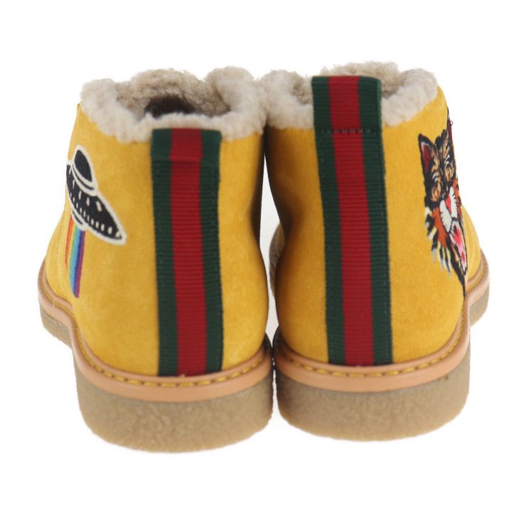 Gucci Boots 483457 Suede Mustard Yellowish Angry Cat UFO Reference Size 19.9cm