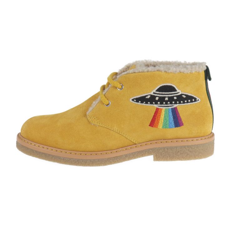 Gucci Boots 483457 Suede Mustard Yellowish Angry Cat UFO Reference Size 19.9cm
