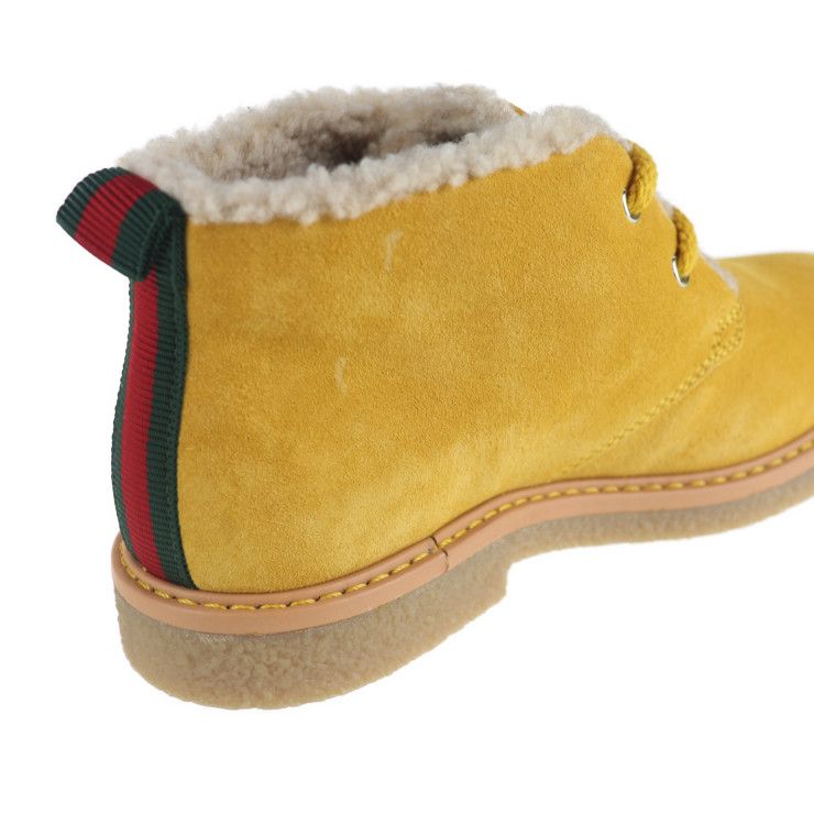 Gucci Boots 483457 Suede Mustard Yellowish Angry Cat UFO Reference Size 19.9cm