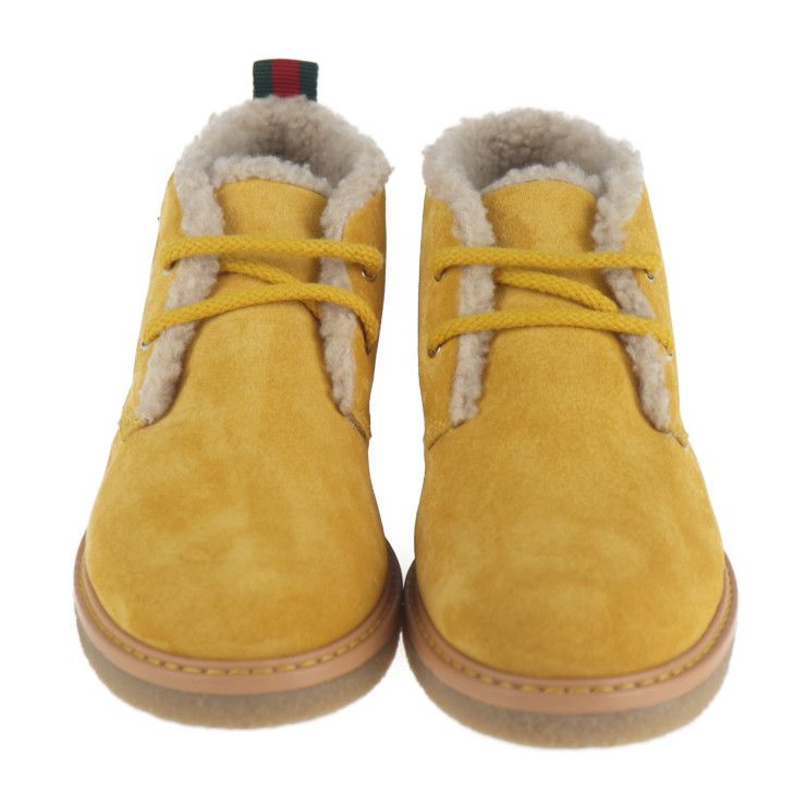 Gucci Boots 483457 Suede Mustard Yellowish Angry Cat UFO Reference Size 19.9cm