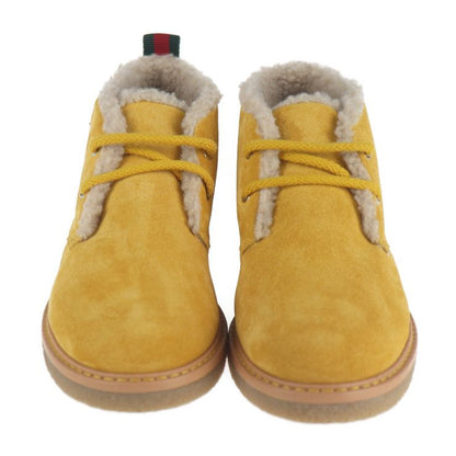 Gucci Boots 483457 Suede Mustard Yellowish Angry Cat UFO Reference Size 19.9cm