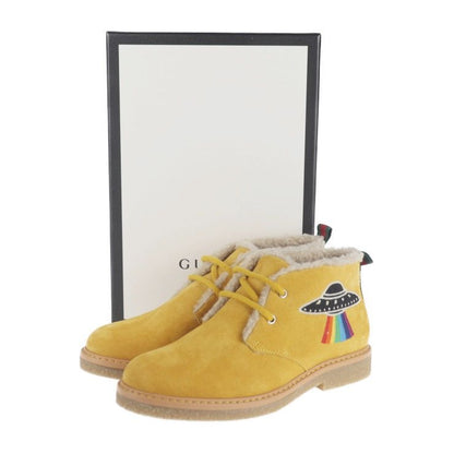 Gucci Boots 483457 Suede Mustard Yellowish Angry Cat UFO Reference Size 19.9cm