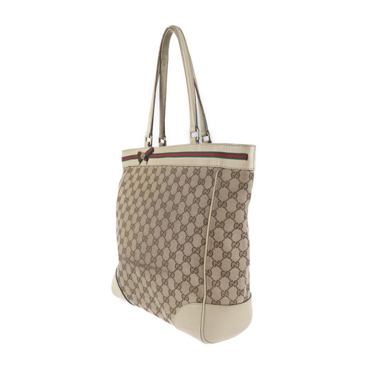 Gucci Tote Bag 257062 GG Canvas Beige Sherry Line Handbag