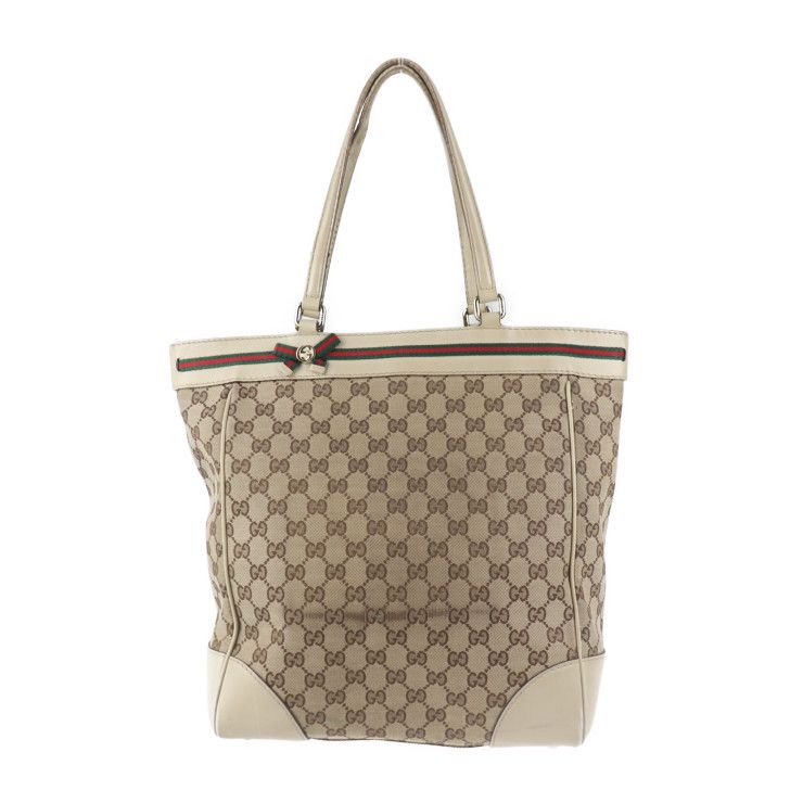Gucci Tote Bag 257062 GG Canvas Beige Sherry Line Handbag