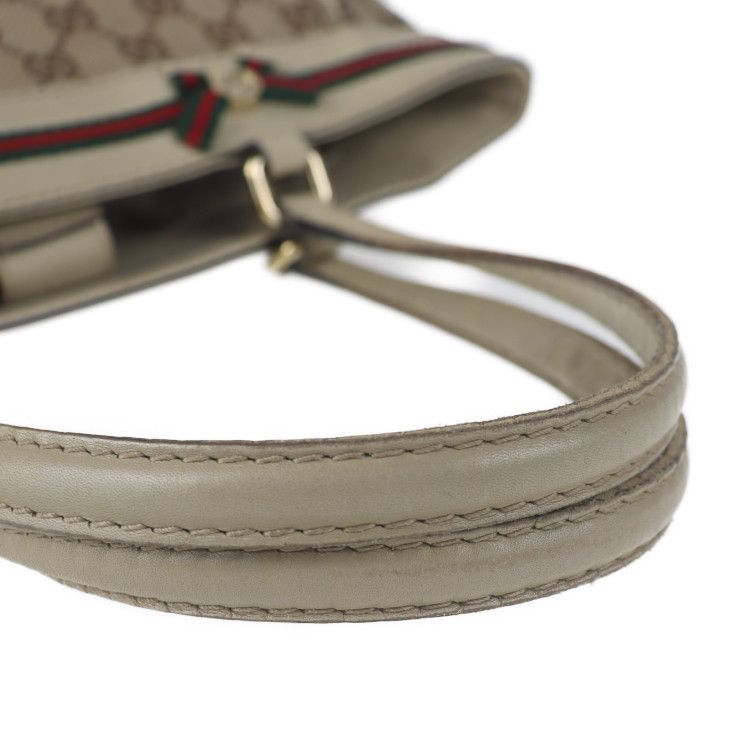 Gucci Tote Bag 257062 GG Canvas Beige Sherry Line Handbag