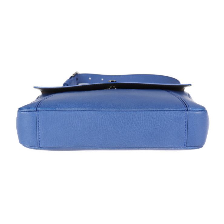 Bvlgari Bulgari Shoulder Bag 38639 Leather Blue Gray Flap Bag 2WAY Handbag