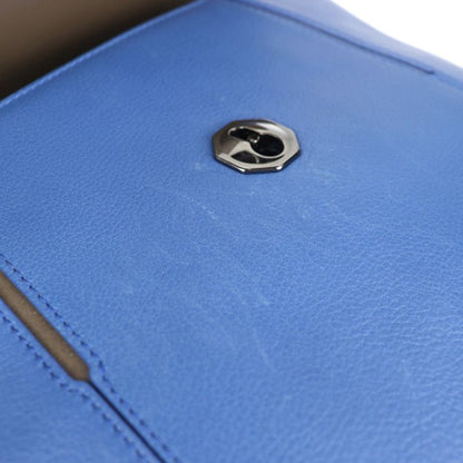 Bvlgari Bulgari Shoulder Bag 38639 Leather Blue Gray Flap Bag 2WAY Handbag