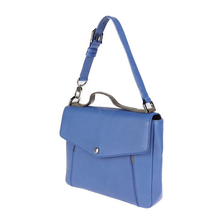 Bvlgari Bulgari Shoulder Bag 38639 Leather Blue Gray Flap Bag 2WAY Handbag