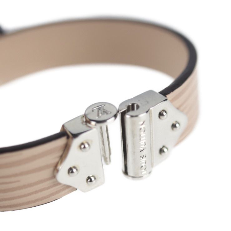 Louis Vuitton Bracelet Spirit Bracelet M6754f Epi Leather Beige Silver Hardware
