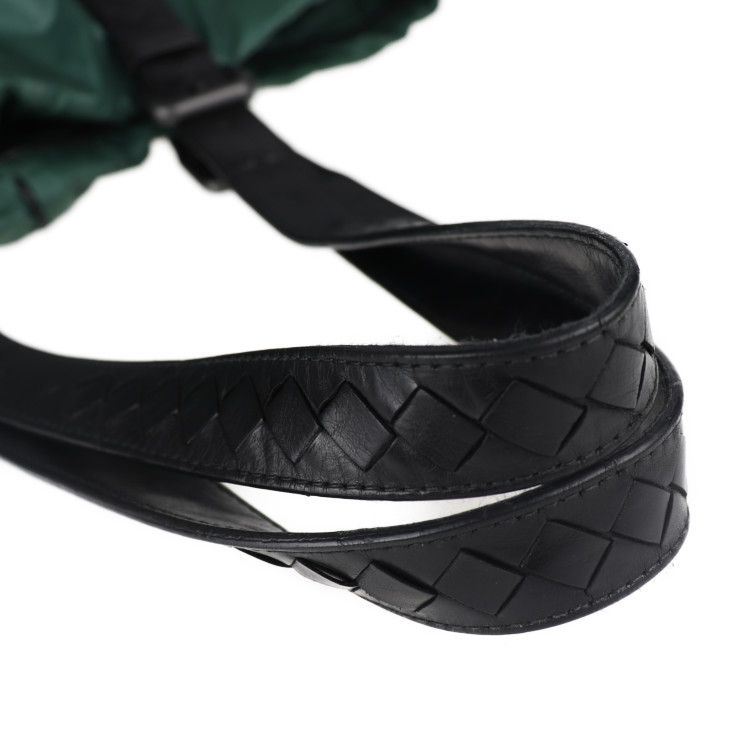 Bottega Veneta Bottega Veneta Shoulder Bag 244898 Nylon Leather Green Black