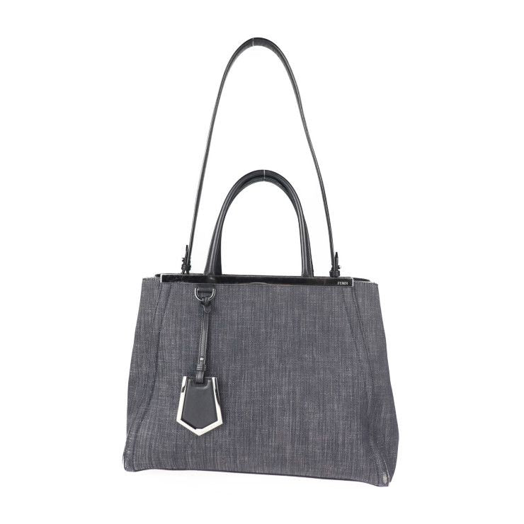 Fendi Handbag 8bh250-n3g Leather Denim Navy Toujours 2WAY Canvas