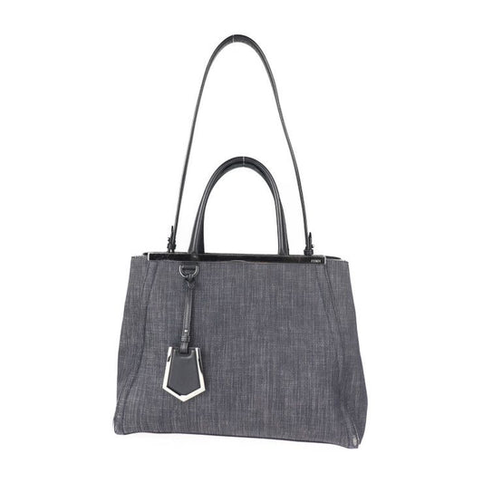 Fendi Handbag 8bh250-n3g Leather Denim Navy Toujours 2WAY Canvas