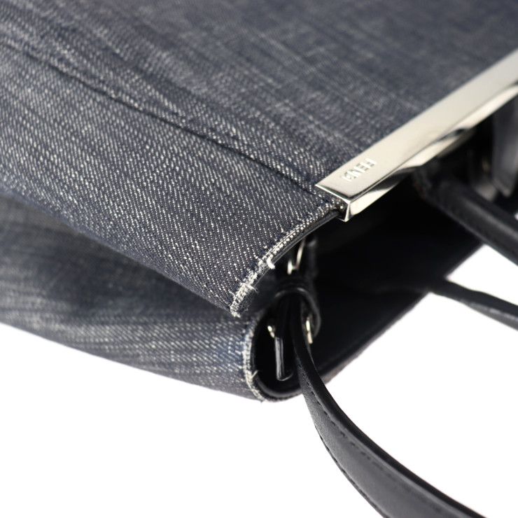 Fendi Handbag 8bh250-n3g Leather Denim Navy Toujours 2WAY Canvas