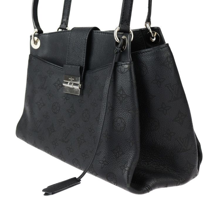 Louis Vuitton Svres Handbag M41788 Leather Black Silver Hardware Monogram