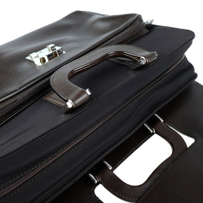 Gucci Business Bag 015.1046.0093 Leather Nylon Brown Silver Hardware Briefcase