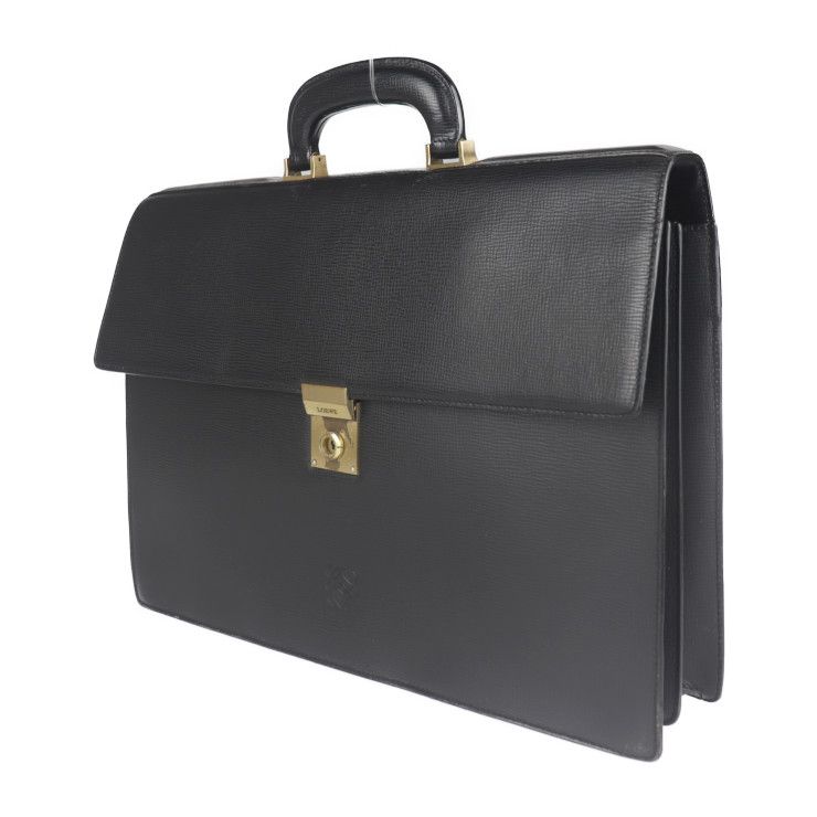Loewe Briefcase Business Bag 13-50.70.002-1579 Leather Black Gold Hardware