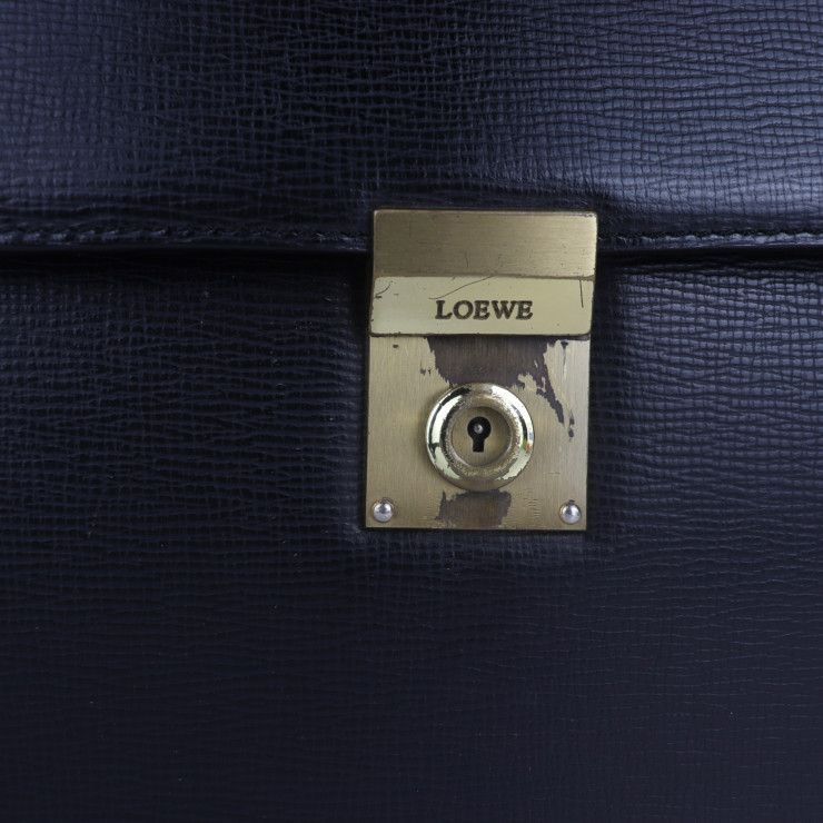 Loewe Briefcase Business Bag 13-50.70.002-1579 Leather Black Gold Hardware