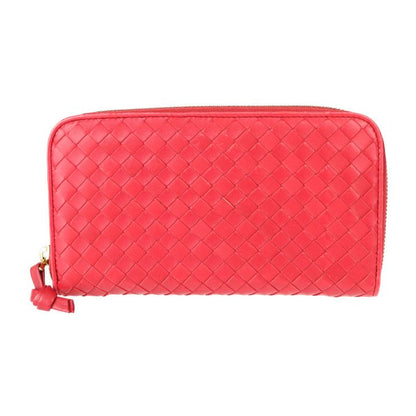Bottega Veneta Bottega Veneta Long Wallet 114076 Leather Red Intrecciato Round