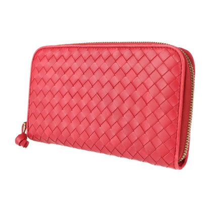 Bottega Veneta Bottega Veneta Long Wallet 114076 Leather Red Intrecciato Round