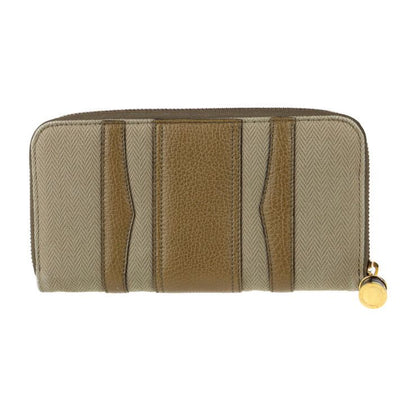 Bvlgari Bulgari Long Wallet 33775 Canvas Leather Brown Khaki Gold Hardware Bee