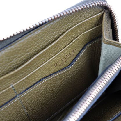 Bvlgari Bulgari Long Wallet 33775 Canvas Leather Brown Khaki Gold Hardware Bee