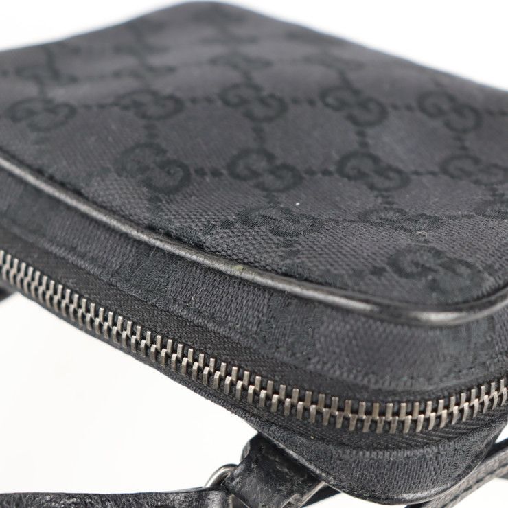 Gucci Shoulder Bag 120975 Canvas Leather Black GG Canvas Pochette