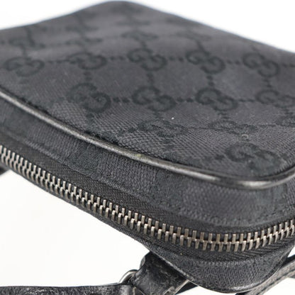 Gucci Shoulder Bag 120975 Canvas Leather Black GG Canvas Pochette