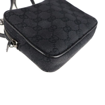 Gucci Shoulder Bag 120975 Canvas Leather Black GG Canvas Pochette