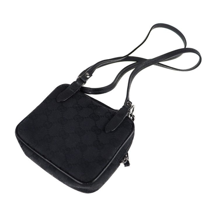 Gucci Shoulder Bag 120975 Canvas Leather Black GG Canvas Pochette