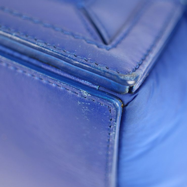Balenciaga Cabas S Tote Bag 363425 Nylon Leather Blue Small Tote Handbag Cabas