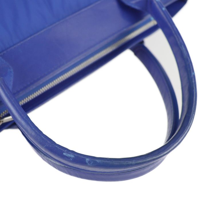 Balenciaga Cabas S Tote Bag 363425 Nylon Leather Blue Small Tote Handbag Cabas