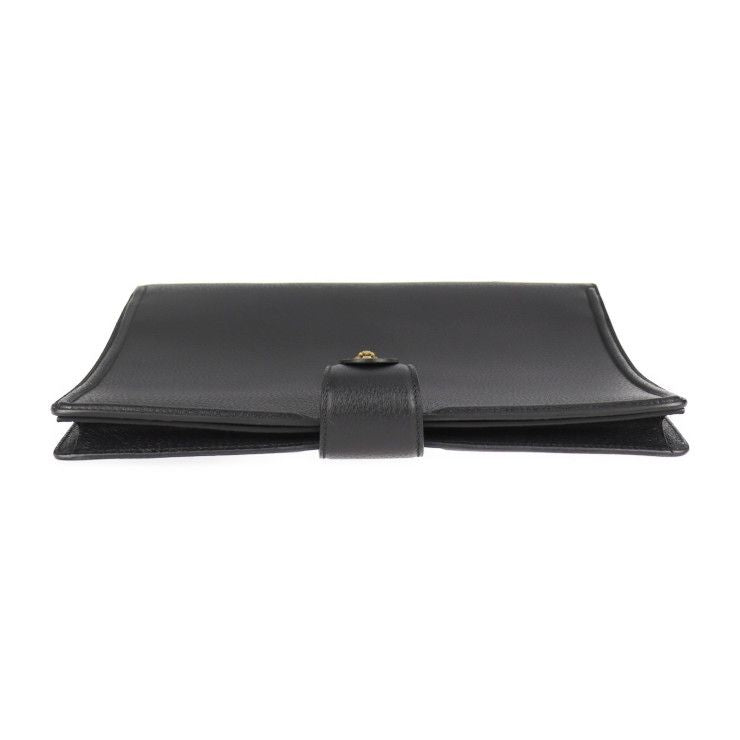 Gucci Cat Head Business Bag 495655 Leather Black Gold Hardware Clutch Bag