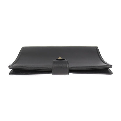 Gucci Cat Head Business Bag 495655 Leather Black Gold Hardware Clutch Bag