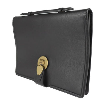 Gucci Cat Head Business Bag 495655 Leather Black Gold Hardware Clutch Bag