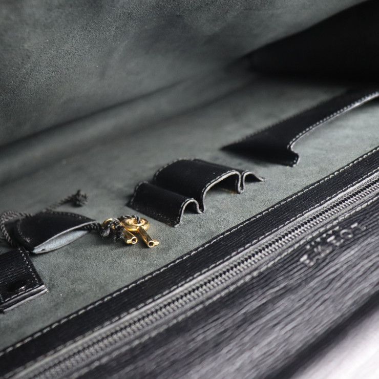 Loewe Briefcase Business Bag Leather Black Gold Hardware Anagram Document Bag