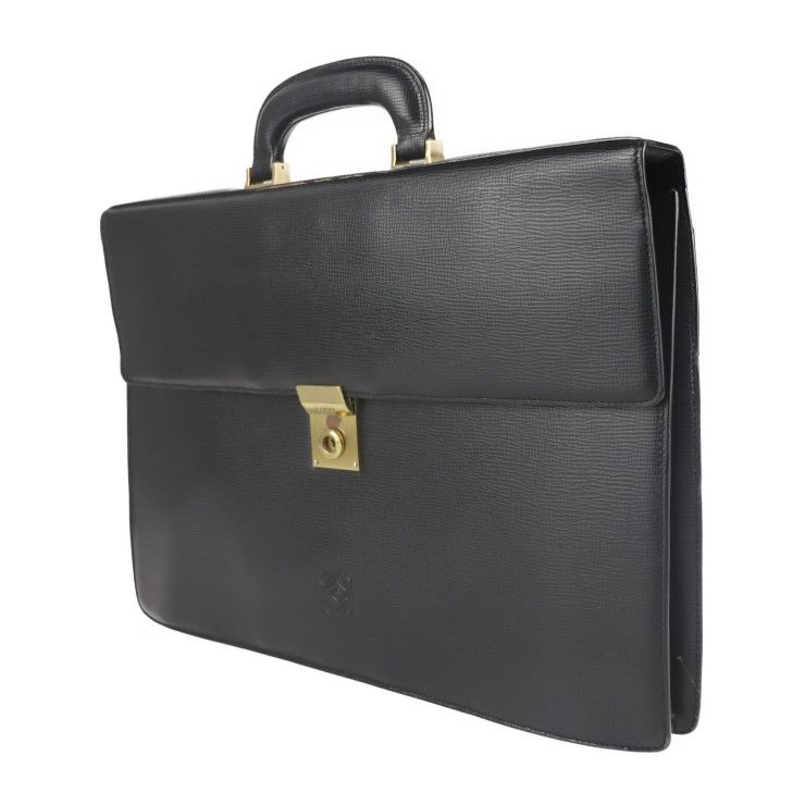 Loewe Briefcase Business Bag Leather Black Gold Hardware Anagram Document Bag
