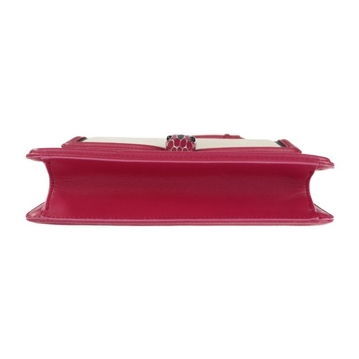 Bvlgari Bulgari Shoulder Bag - Leather Fuchsia Ivory Black Serpenti Diamond